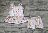 Sleeveless princess peplum shorts kids girls clothes