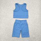 GSSO1515 baby girl clothes blue toddler girl yoga summer outfit-