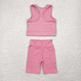 GSSO1516  baby girl clothes pink toddler girl yoga summer outfit