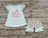 Pre-order GSSO1643 Girls puff sleeve flowers outfits