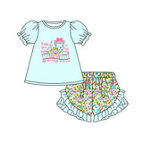 Pre-order GSSO1643 Girls puff sleeve flowers outfits
