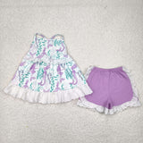 GSSO1675 Girls blue purple shorts Outfits