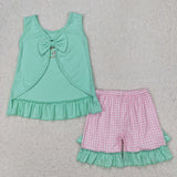 GSSO1983 girls sleeveless embroidered beach  shorts outfits