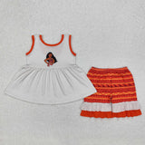GSSO2057 girls sleeve top geometry stripe shorts outfits