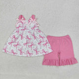 GSSO2075 girls pink bow shorts outfits