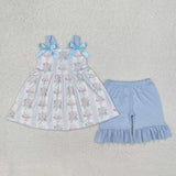 GSSO2087 girls floral sleeveless shorts outfits