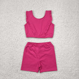 GSSO2284 baby floral sleeveless rose shorts outfits Yoga