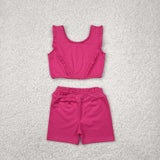 GSSO2284 baby floral sleeveless rose shorts outfits Yoga