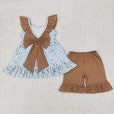 GSSO2385 baby girls sleeveless hunting duck brown shorts outfits