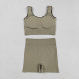GSSO2701  Adult women green shorts outfits