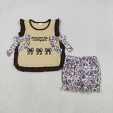 GSSO2730 baby girls embroidered bow camo girls set
