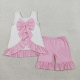 GSSO2884 baby girls embroidered golf sleeveless pink shorts outfits