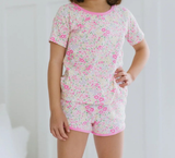 GSSO3129 girls flower short sleeve shorts outfits