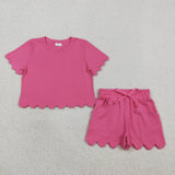 Matching toddler clothes matching clothing  solid color print set girls summer clothing
