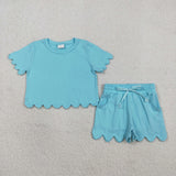 Matching toddler clothes matching clothing  solid color print set girls summer clothing
