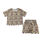 Matching girls camo set summer scalloped kids sets