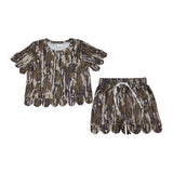 Matching girls camo set summer scalloped kids sets