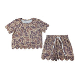 Matching girls camo set summer scalloped kids sets