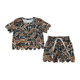 Matching girls camo set summer scalloped kids sets
