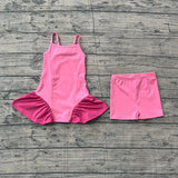 Pre-order GSSO3259 Girls soild rose shorts outfits yoga