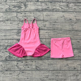 Pre-order GSSO3259 Girls soild rose shorts outfits yoga