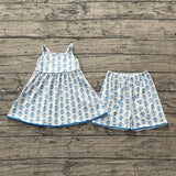 Pre-order GSSO3416 girls blue fower slip shorts shorts outfits