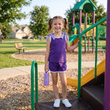 GSSO3814 RTS baby girl clothes purple print toddler girl summer outfit
