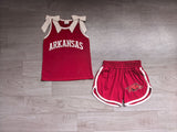 Sample girls GSSO3833 red white bow sleeveless shorts outfits