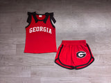 Sample girls GSSO3834 GEORGIA red black bow sleeveless shorts outfits