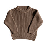 long sleeve brown girls knit sweater