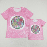 GT0375--short sleeve lucky girls pink top