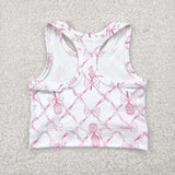 GT0883 toddler girl clothes  pink bows girl summer top yoga clothes