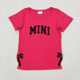 GT0917 Girls embroidered MINI bow rose T-shirt