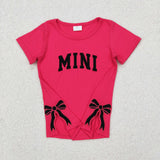 GT0917 Girls embroidered MINI bow rose T-shirt