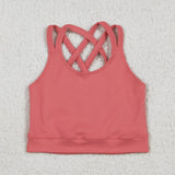 GT1004 Girls orange sleeveless sport vest yoga