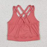 GT1004 Girls orange sleeveless sport vest yoga