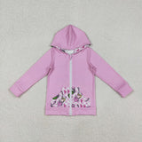 GT1142 baby girls Christmas rose  hoodies zipper top