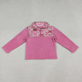 GT1149 baby girls Christmas bow pink hoodies zipper top