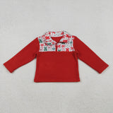 GT1150 baby girls Christmas bow red hoodies zipper top