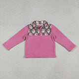 GT1151 baby girls Christmas leopard pink  hoodies zipper Pullover