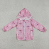 GT1217 baby girls pink bow long sleeve pullover top