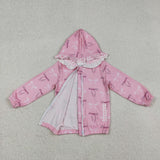 GT1217 baby girls pink bow long sleeve pullover top