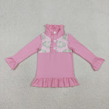GT1402 baby girls long sleeve button pullover top