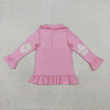 GT1402 baby girls long sleeve button pullover top