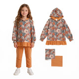GT1643 RTS toddler girl clothes ruffles flower hoodie clothes fall winter shirt top