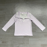 Sample GT1758 baby girls purple stripe zipper long sleeve pullover