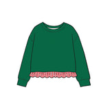 9.17 MOQ 5 pcs pre-order Each Color Stripe Ruffles Christmas Girls Sets