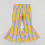 P0332-- yellow striped denim jeans