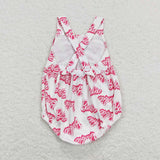 SR0845--bow  pink girls romper