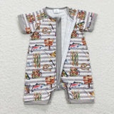 SR0842--fishing hat short sleeve girls romper